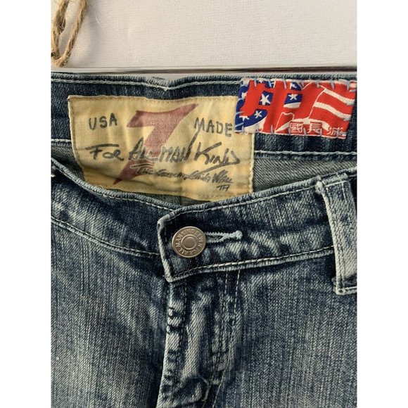7 Seven For All Mankind USA Made Women’s Flared SZ 30 Denim Bedazzle Jeans - Picture 4 of 8